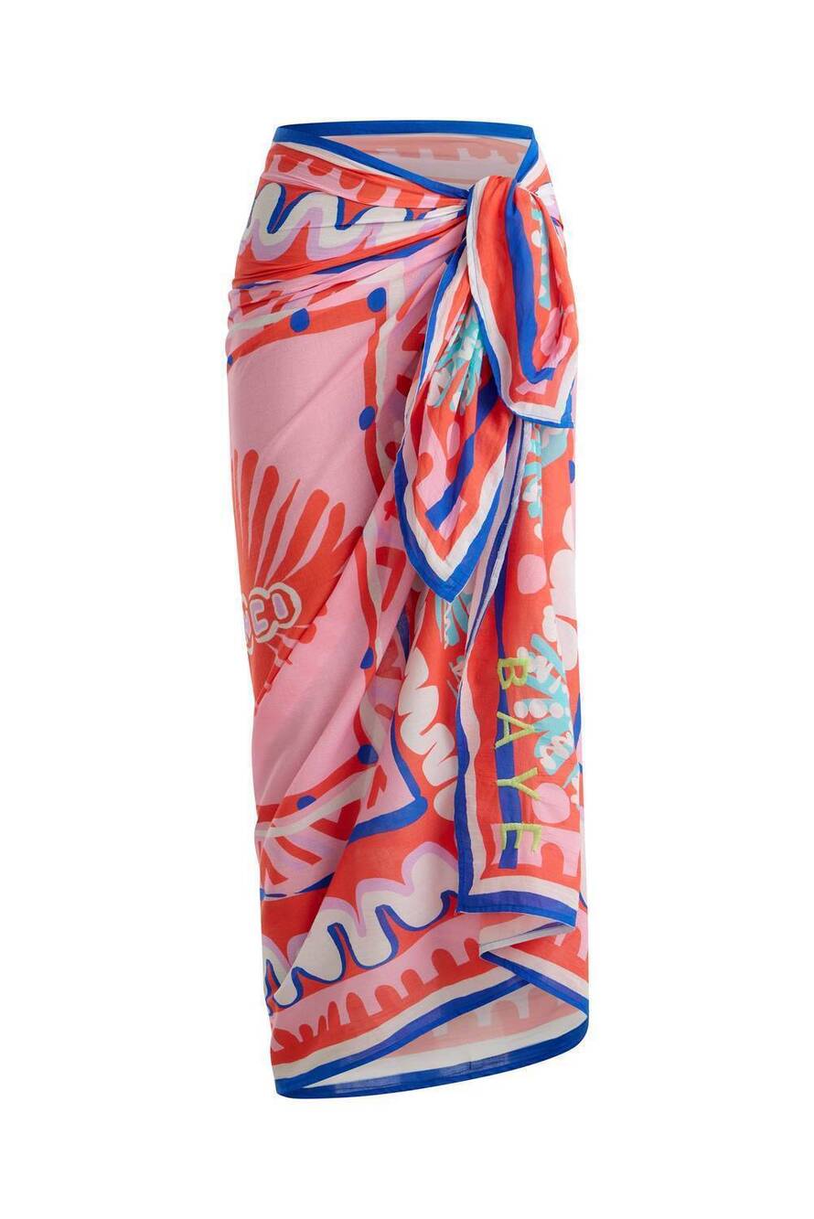 NEW BAYE LONDON women's palm multi-way cover up sarong in pink